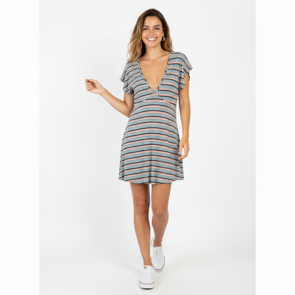 Vestido Universal rayas escote